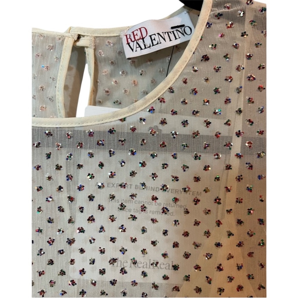 RED VALENTINO Glittered Polka-Dot Silk-Chiffon Mini Dress - Picture 17 of 17
